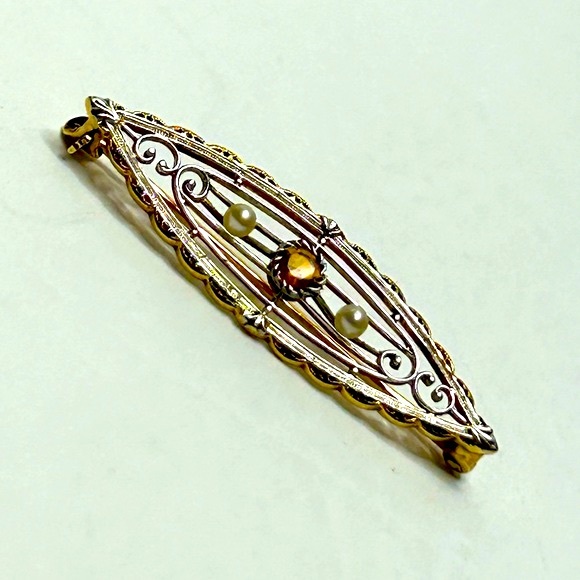 Antique 14KT Gold Krementz Pin - Picture 7 of 8